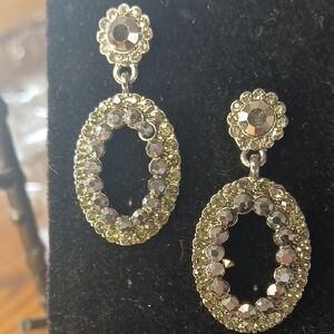 Elegant Silver-Tone Oval Earrings